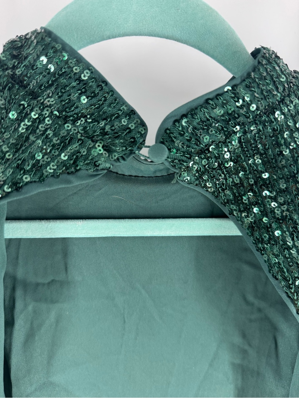 Camila Coelho Cassie Emerald Green Sequin Puff Sleeve Open Back Mini Dress Sz S - Picture 9 of 16